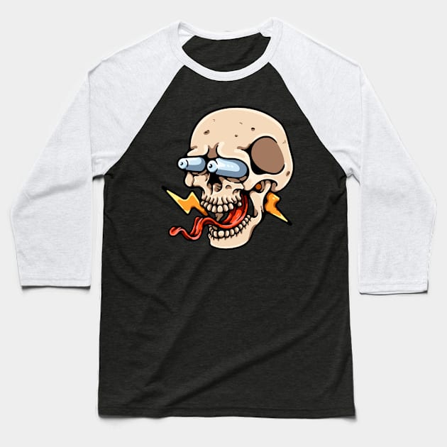 cartoon skull shock Baseball T-Shirt by andhiika